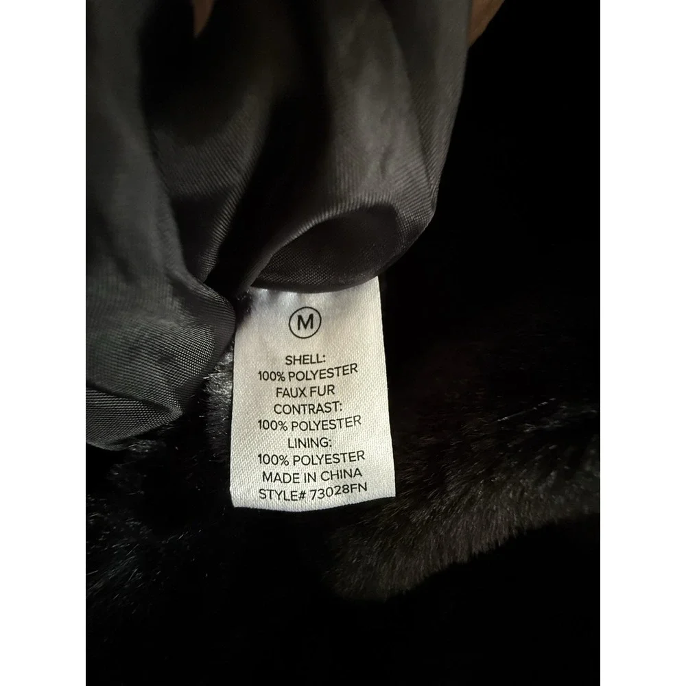 Fashion Nova‎ Womens Faux Fur Velvet Oversized Bomber Zip Jacket Black Medium